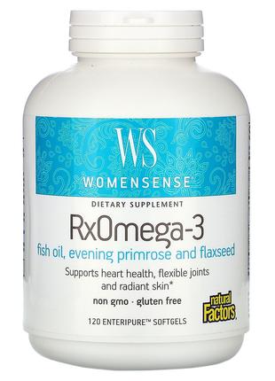 Омега 3 для женщин Natural Factors RxOmega-3 Рыбий жир с вечер...