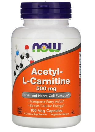 Ацетил-L-Карнитин 500 мг Now Foods Acetyl-L-Carnitine жиросжиг...