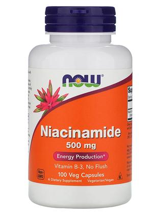 Ниацинамид 500 мг Now Foods Niacinamide витамин B3 100 вегетар...