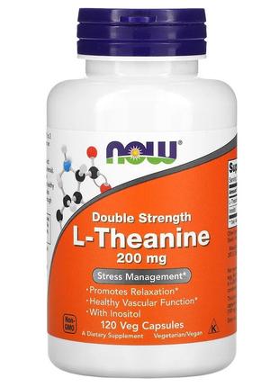 L-теанин 200 мг Now Foods L-Theanine двойной силы 120 вегетари...