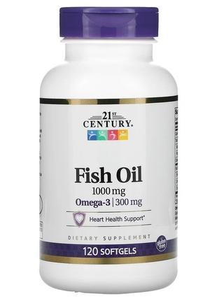 Рыбий жир 1000 мг 21st Century Fish Oil Omega-3 300 мг поддерж...