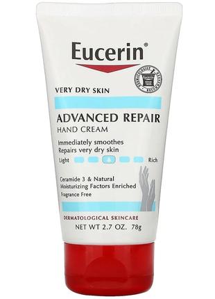 Восстанавливающий крем для рук Eucerin увлажняет сухую кожу бе...