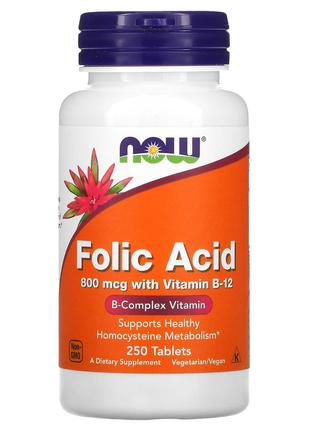 Фолиевая кислота 800 мкг с витамином Б12 Now Foods Folic Acid ...