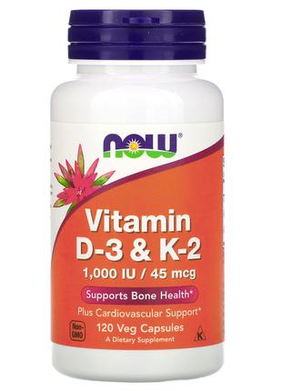 Витамины Д3 1000 МЕ и К2 Now Foods поддержка костей и сердечно...