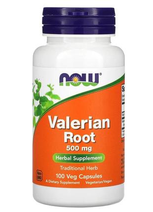 Now Foods, Корінь валеріани, 500 мг, Valerian Root,100 рослинн...