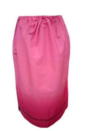Розовая мини юбка из хлопка debenhams, талия на завязке