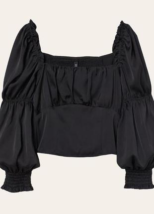 Сатинова блуза чорна h&m 38 m