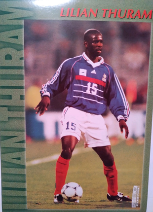 Постер 21×30см Ліліан Тюрам футболіст збірної Франції 1998р.