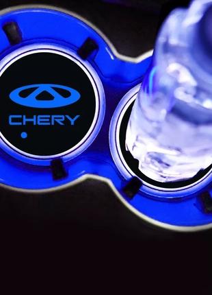 Подсветка подстаканника с логотипом автомобиля CHERY