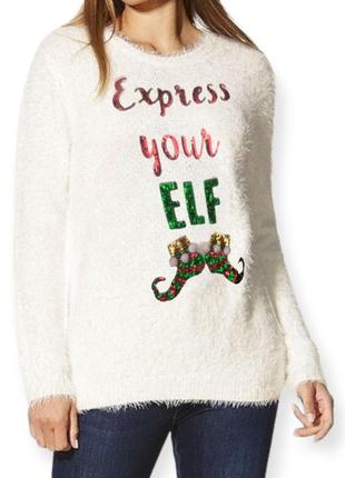 Тёплый рождественский,новогодний свитер травка