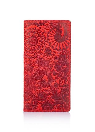 Оригинальный красный кошелек на 14 карт из натуральной матовой...