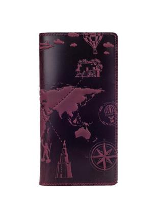 Оригинальный кошелек фиолетового цвета из матовой натуральной ...