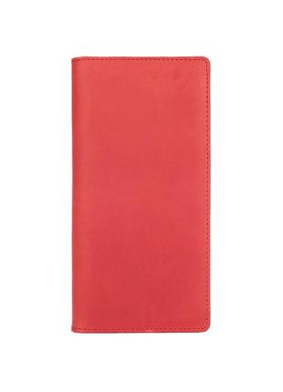 Износостойкий красный кожаный кошелек на 14 карт.
