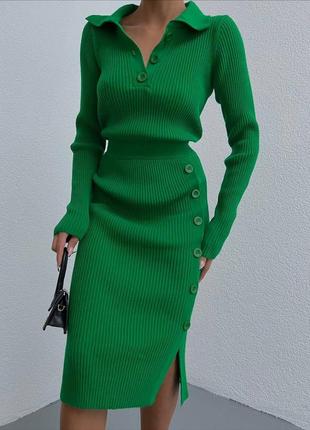 Элегантное платье, р.уни, акрил, зеленый