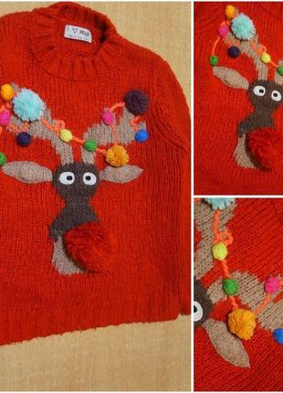 Next новорічний светр 3-4 роки новогодний свитер