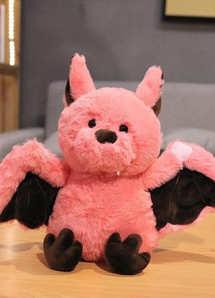 Мягкая игрушка летучая мышь 24см - розовая