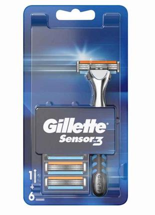 Бритва Gillette Sensor 3 6 Змінних касет ТМ GILLETTE