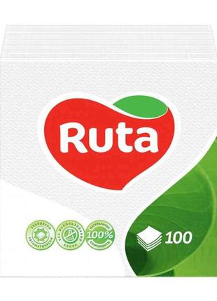 Серветки 1-шар 24х24см 100шт. Білі ТМ Ruta