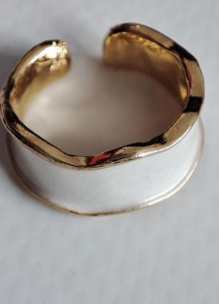 Колецо кольцо белый эмаль золотой кольца колечко молочный
