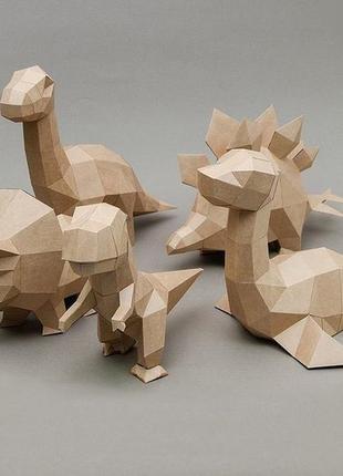 Набір паперкрафт papercraft динозаври бебі 3d