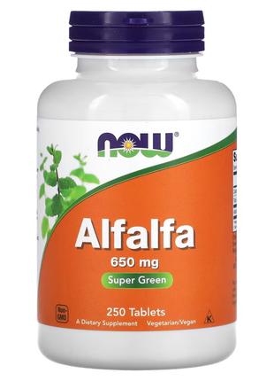 Натуральная добавка NOW Alfalfa 650 mg, 250 таблеток