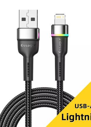 Кабель для быстрой зарядки iPhone USB - Lightning LED 2.4A 1м ...