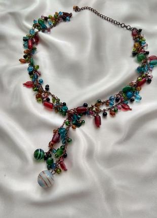Винтажное колье бусы из муранского стекла Murano , Венеция,