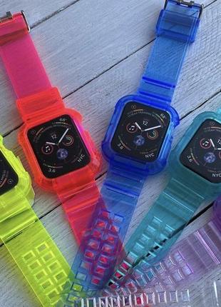 Ремешок для apple watch band color transparent + protect case ...