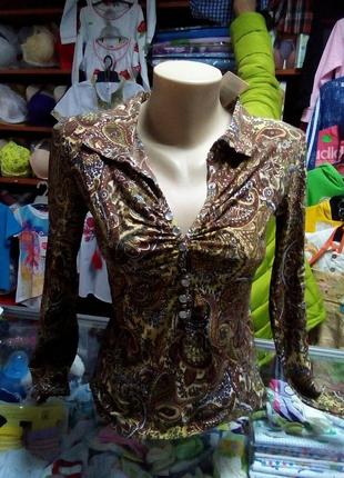 Трикотажная женская блуза рубашка вискоза Турция размер S 40 - 44