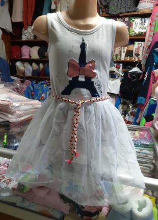 Нарядное летнее платье сарафан для девочки размер 116 122 128
