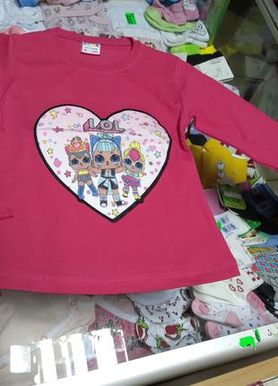 Демисезонный Реглан футболка для девочек Куклы Лол размер 86 80