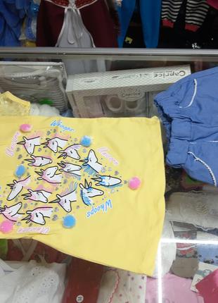 Летний костюм для девочки футболка котоновые шорты 92 98 104