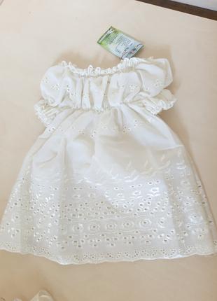Летнее нарядное белое платье для девочки Батист размер 74 80 86