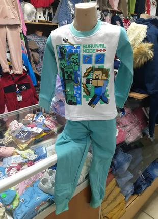 Теплая байковая Пижама для мальчика Minecraft размер 92 98 104...