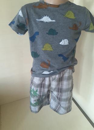 Летний костюм для мальчика Динозавры футболка и шорты 110 116 122