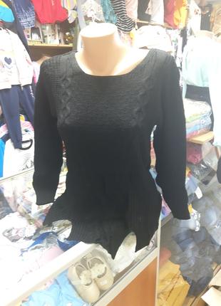 Черный женский вязаный свитер акрил 42 44 46 48