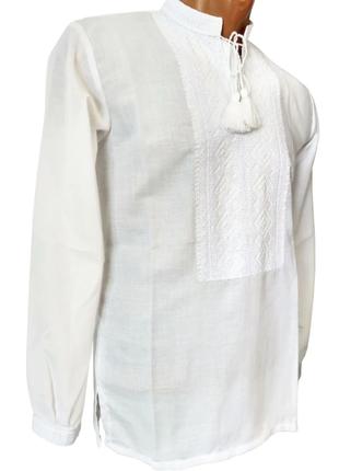 Белая Домотканая рубашка вышиванка для мальчика белая вышивка ...