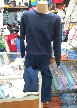 Зимние теплые джинсы флис для мальчика Венгрия синие размер 98...