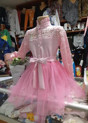 Нарядное платье для девочки розовое размер 110 116