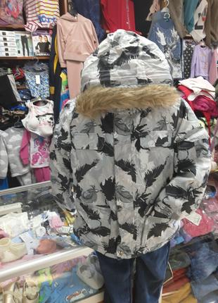 Зимова подовжена Термо Куртка для дівчинки светоотражатель р. ...
