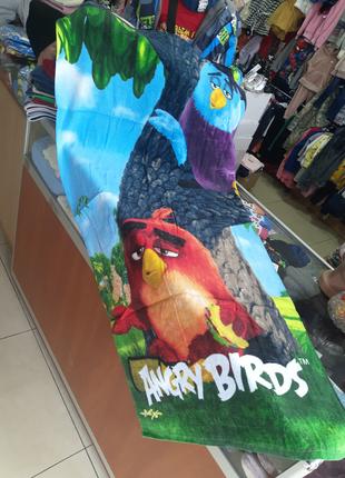 Полотенце детское пляжное 3Д хлопковое Злые птички