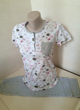 Летняя женская пижама футболка шорты хлопок р.42 44 XS S