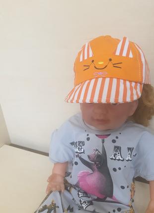 Летняя шапочка Панама кепка для девочки от 6 месяцев до 1,5 года