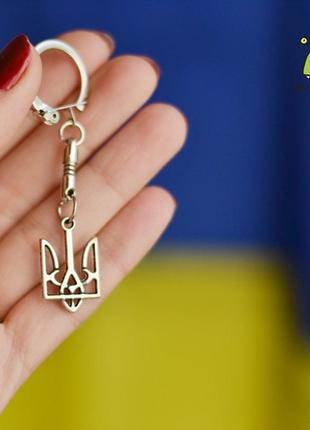 Брелок на ключі герб україни 25*15 мм. тризуб карабін з пружин...