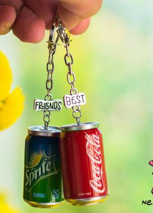 Брелоки для двоих друзей "best friends sprite. coca cola". цен...