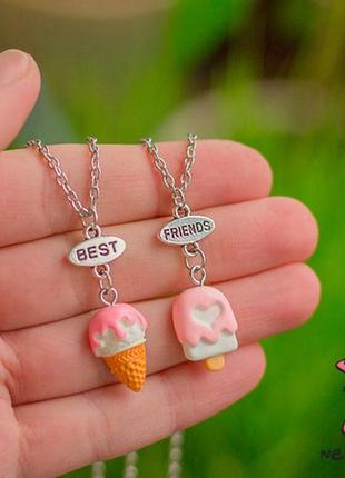 Кулон для двоих друзей "best friends. ice cream розовое. цена ...