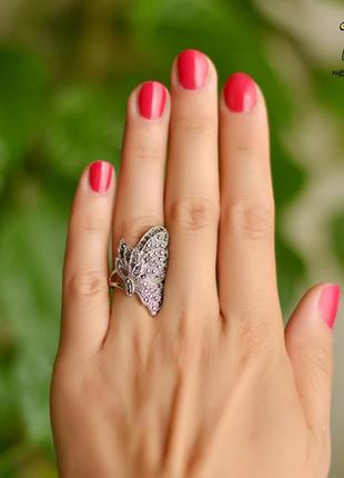 Кольцо "бриллиантовая бабочка". размер 17