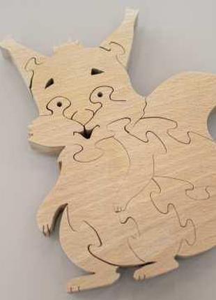 Пазл для дітей дерев'яний у вигляді тварини "Білочка" 13х11 см...