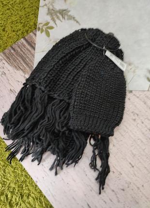 Чорний комплект аксесуарів шапка шарф