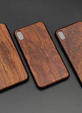 Протиударний чохол для телефона iPhone XS MAX дерев'яний "темн...